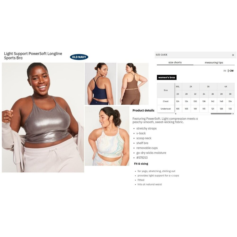 Old Navy Powersoft Longline Sports Bra Plus Size 4X Cherry Birch 579253 - Picture 9 of 9